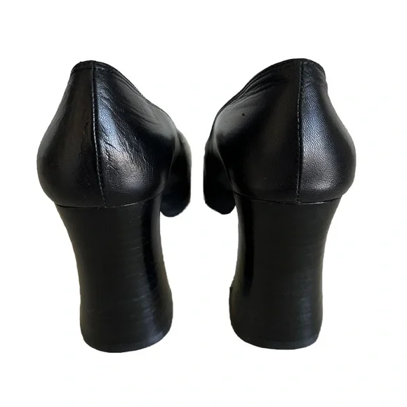 Y2K 90s Enzo Angiolini square toe suede leather black Platform Slip On 7 Retro - Picture 5 of 13